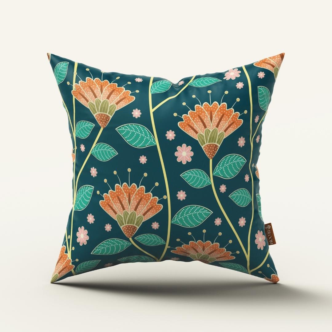 Teal Bloom Elegance: Cushion Cover - Pack of 12