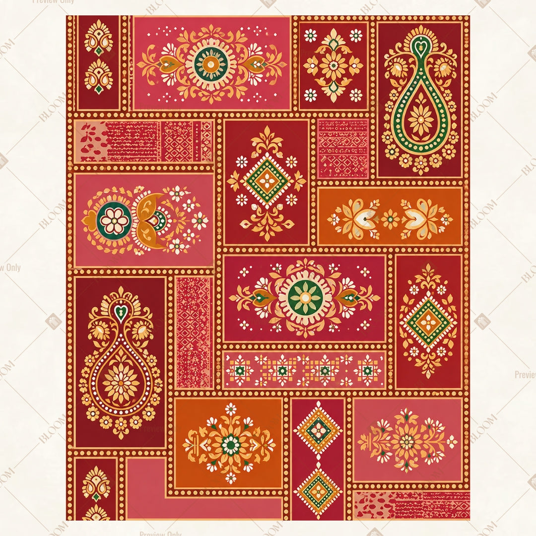 Royal Patchwork Textile Portrait Rectangle Backdrop