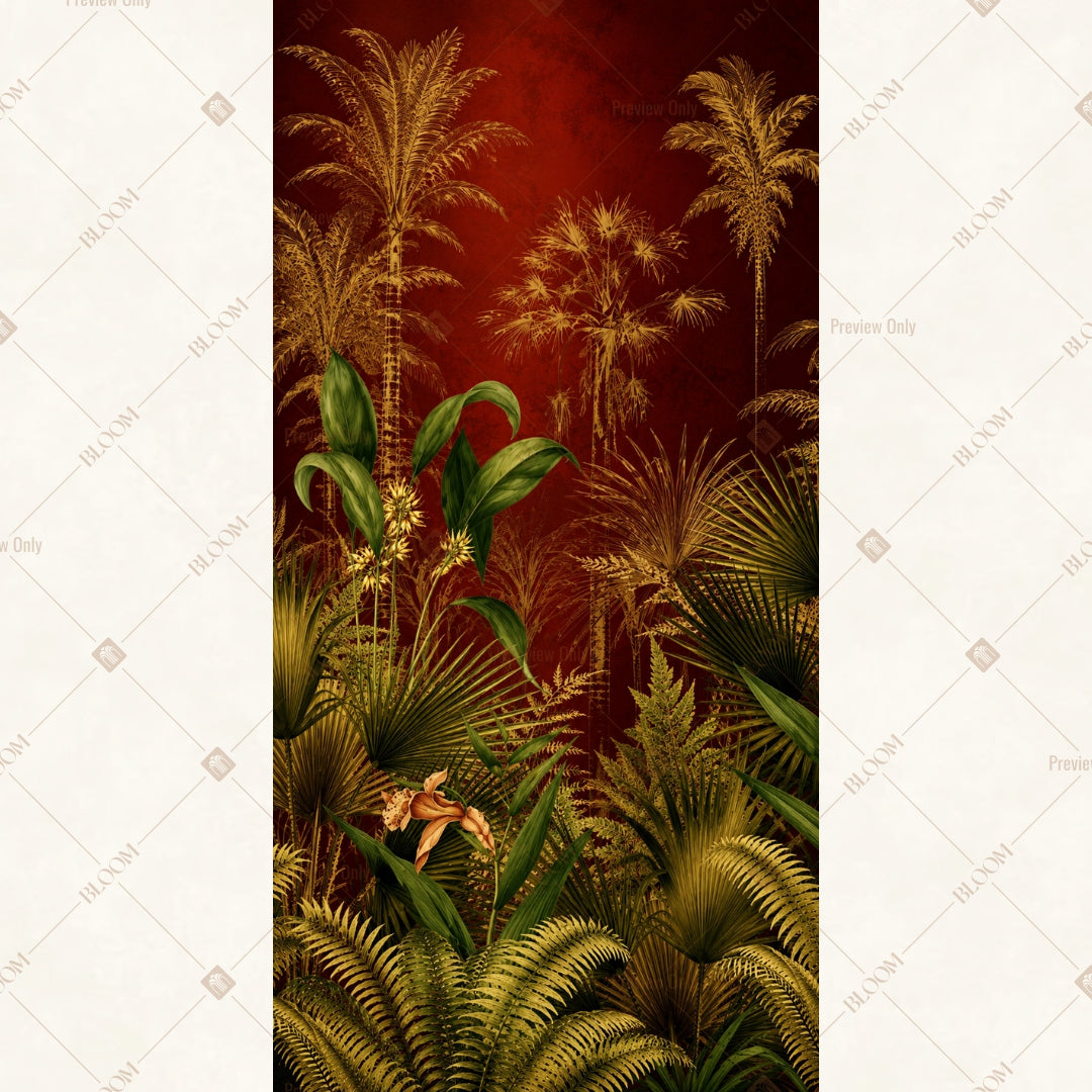 Tropical Sunset Jungle Vertical Backdrop