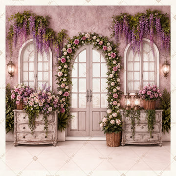 Lavender Palace Window Square Backdrop