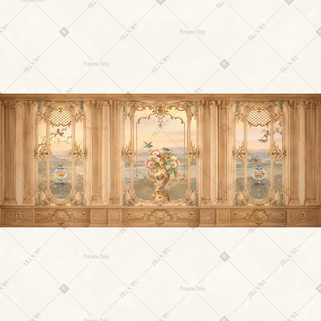 Vintage Palace Wall Border Wide Backdrop