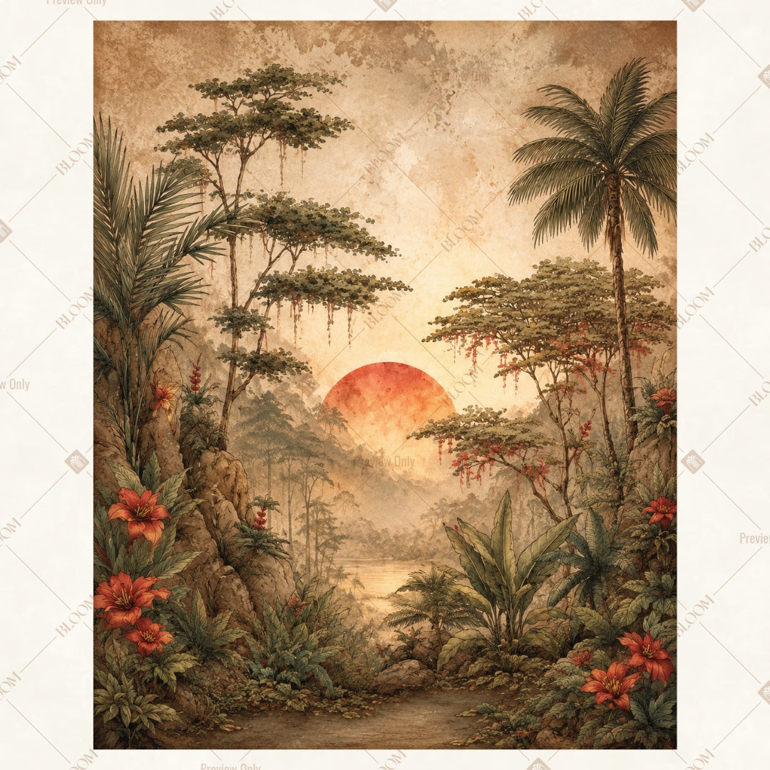 Sunset Tropical Paradise Portrait Rectangle Backdrop