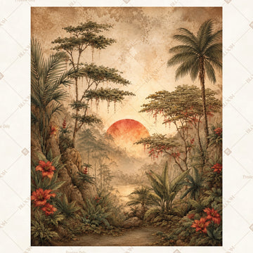 Sunset Tropical Paradise Portrait Rectangle Backdrop
