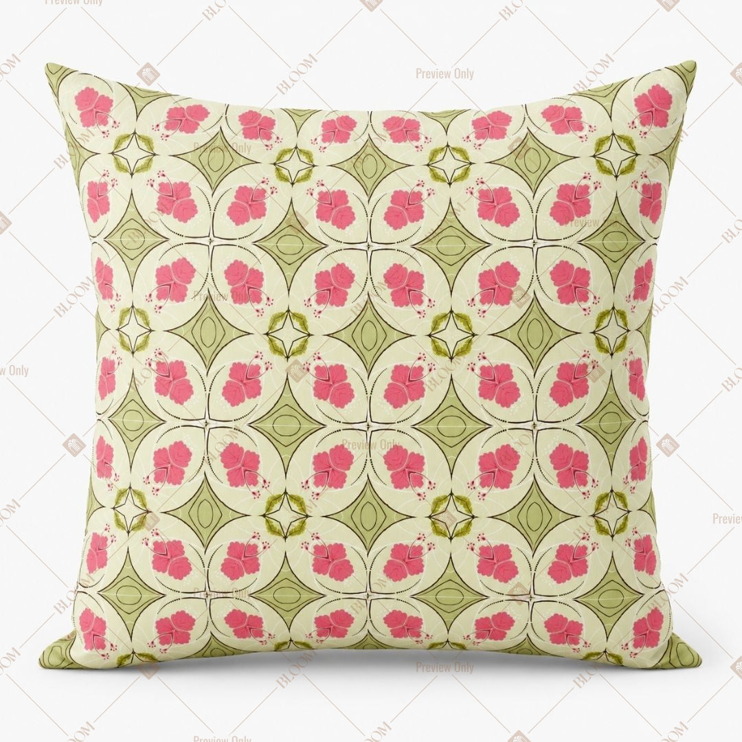 Pink Geometric Floral Cushion Cover Pack of 12