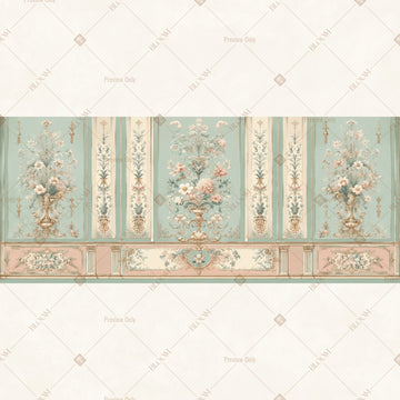 Mint Floral Palace Wall Wide Backdrop