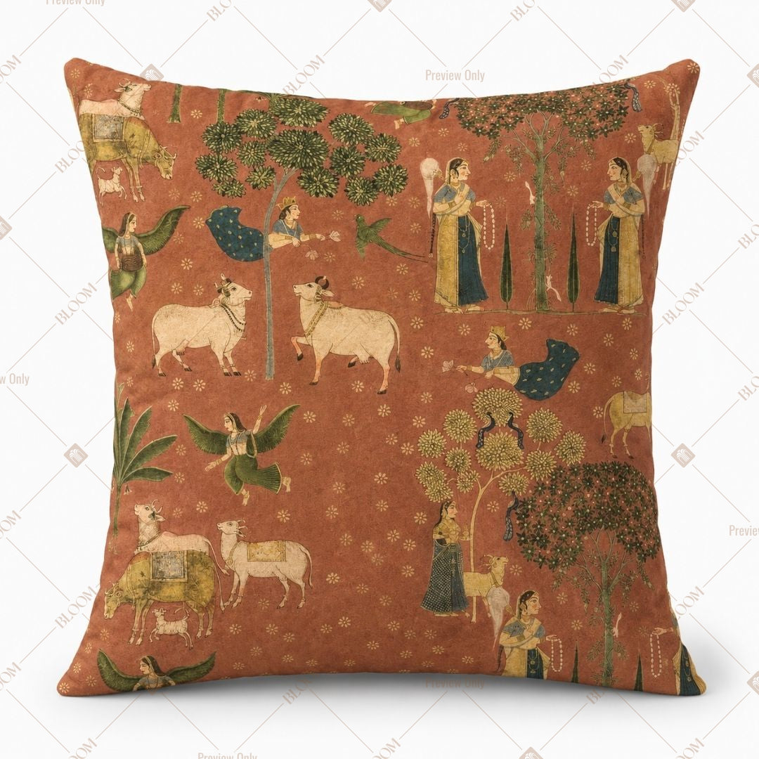 Rustic Village Art Cushion Cover Pack of 12