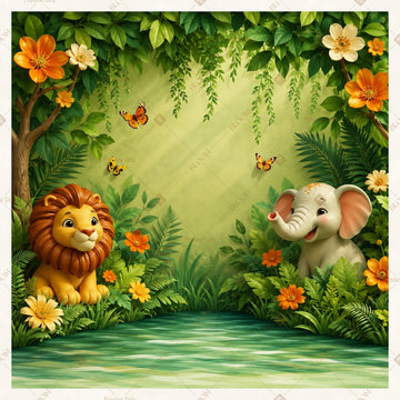 Enchanted Woodland Animals Square Backdrop