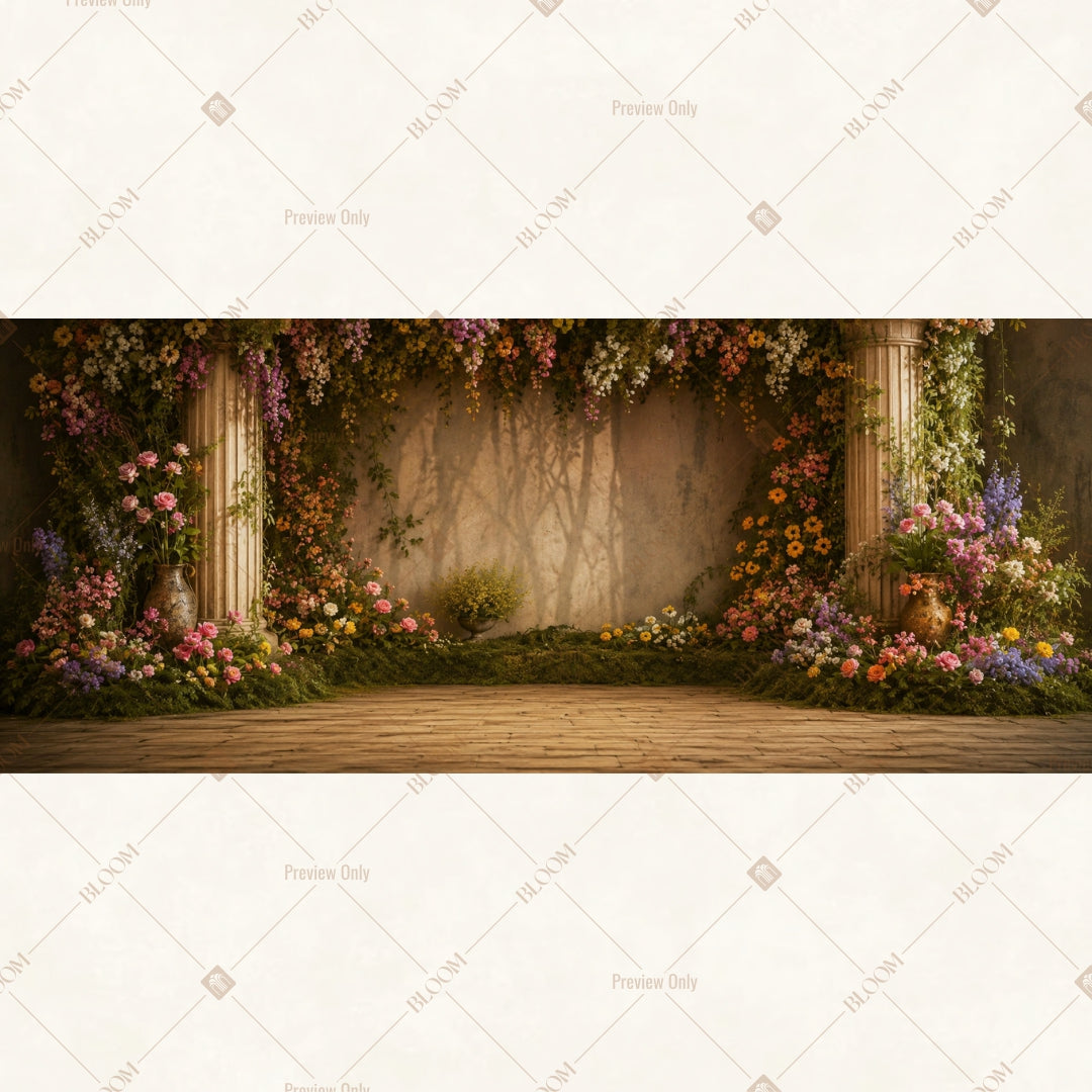 Secret Garden Floral Stage Wide Backdrop