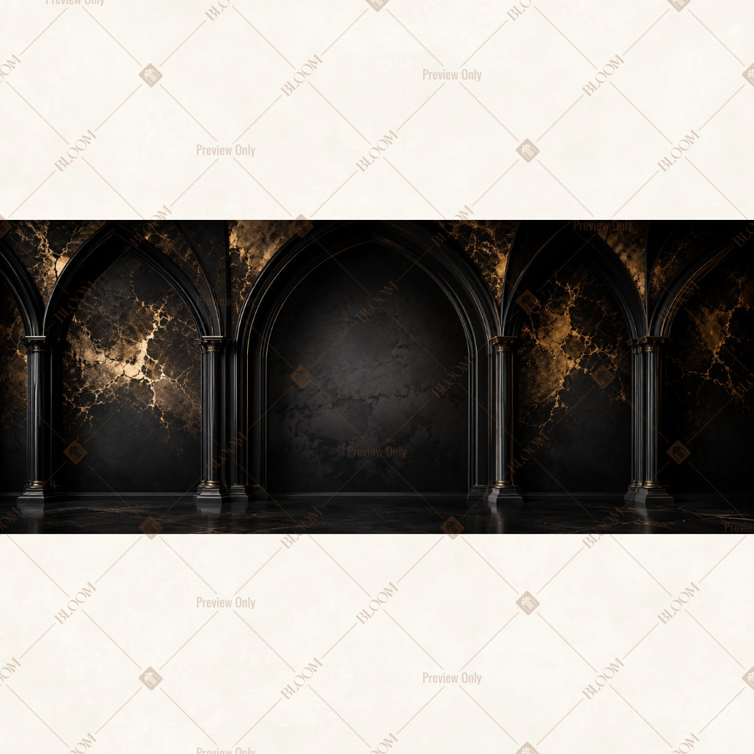Dark Gothic Arch Wide Backdrop