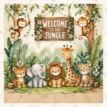 Jungle Welcome Party Square Backdrop