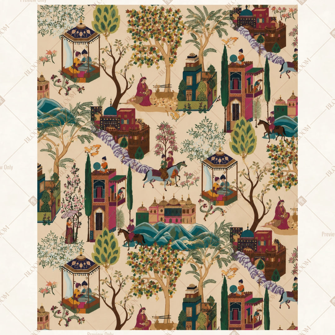 Vintage Indian Village Portrait Rectangle Backdrop