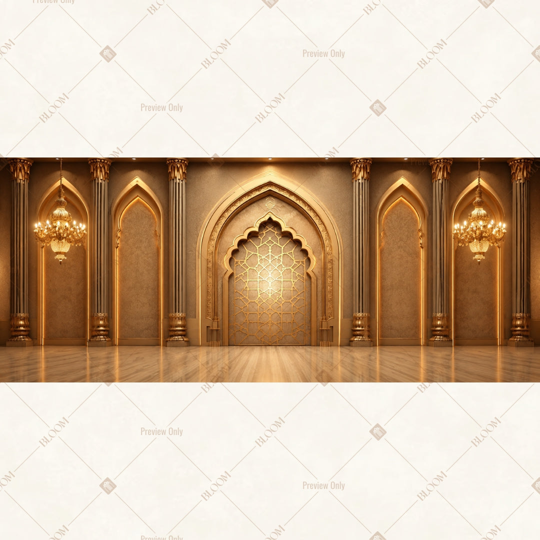 Luxury Golden Palace Arch Wide Backdrop