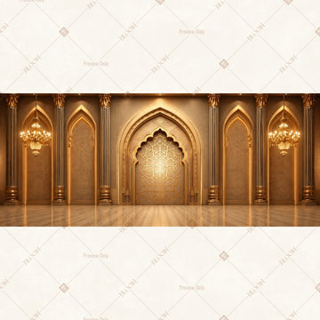 Luxury Golden Palace Arch Wide Backdrop