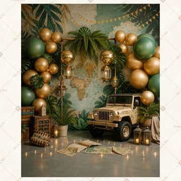 Rustic Holiday Truck Portrait Rectangle Backdrop