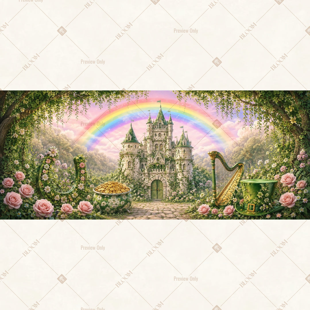 Rainbow Fantasy Castle Wide Backdrop