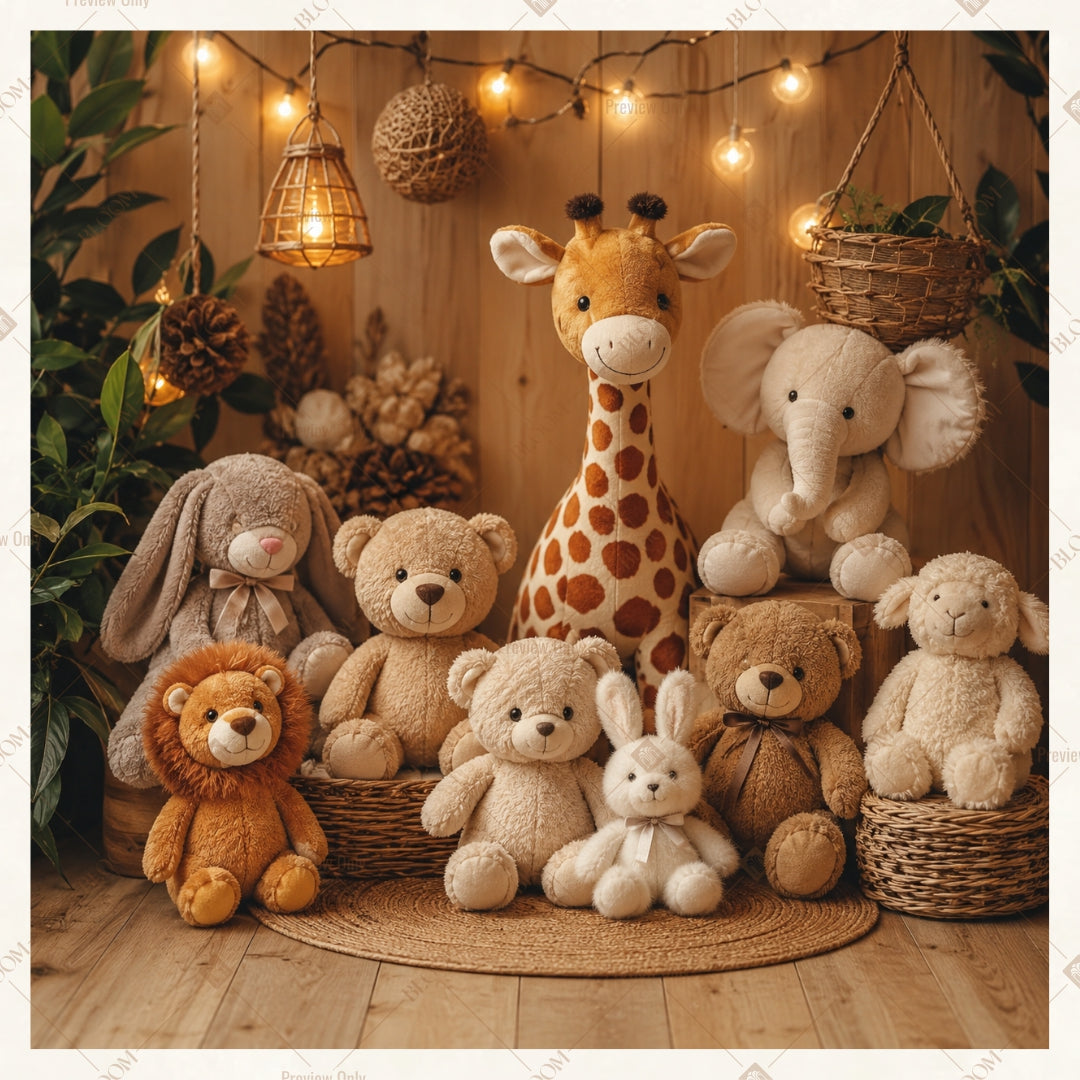 Cozy Teddy Bear Nursery Square Backdrop