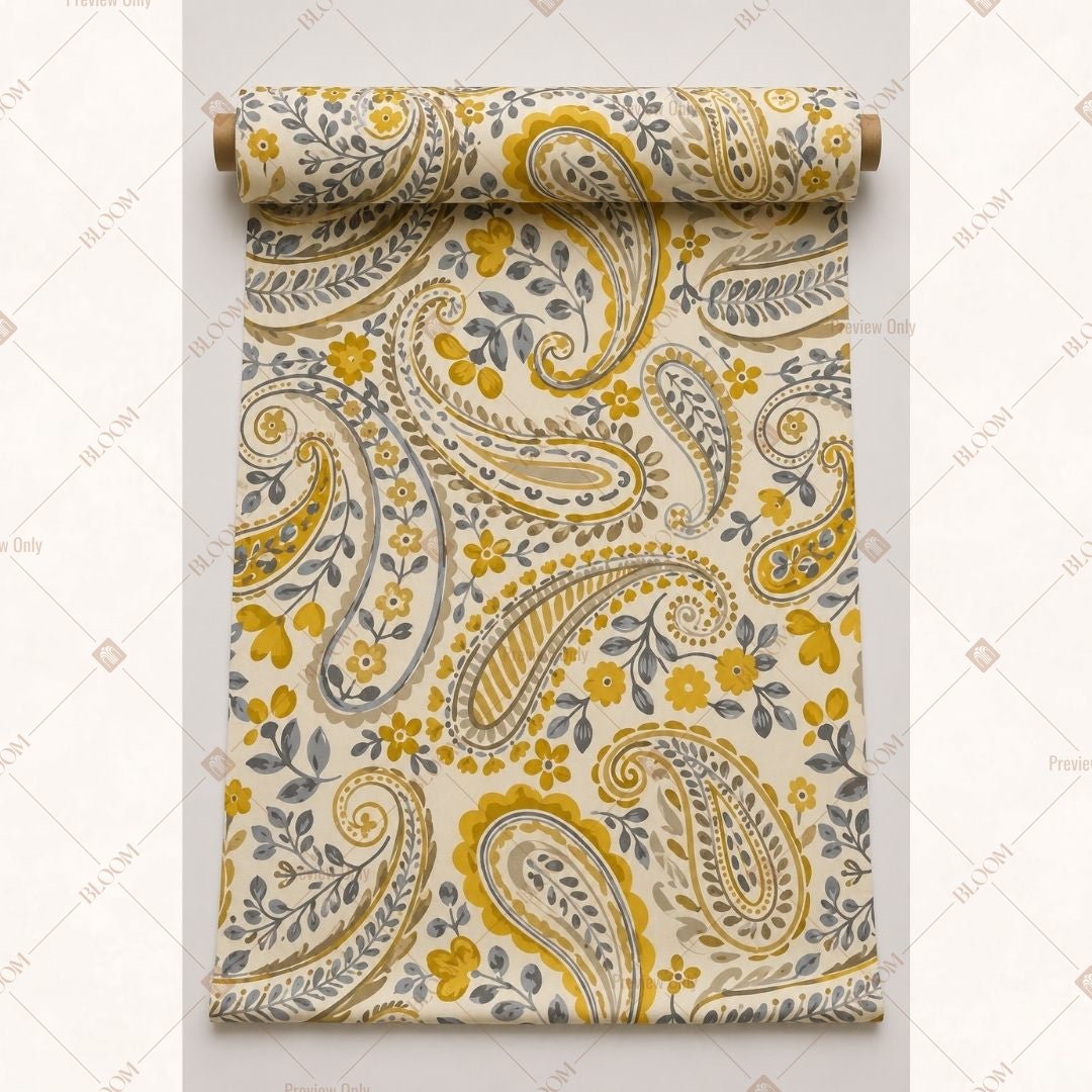 Golden Paisley Fabric Roll Pack of 25