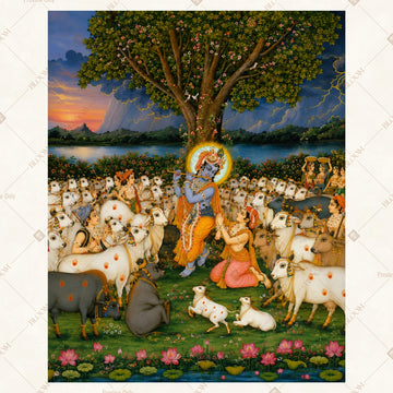 Krishna Cow Pasture Portrait Rectangle Backdrop