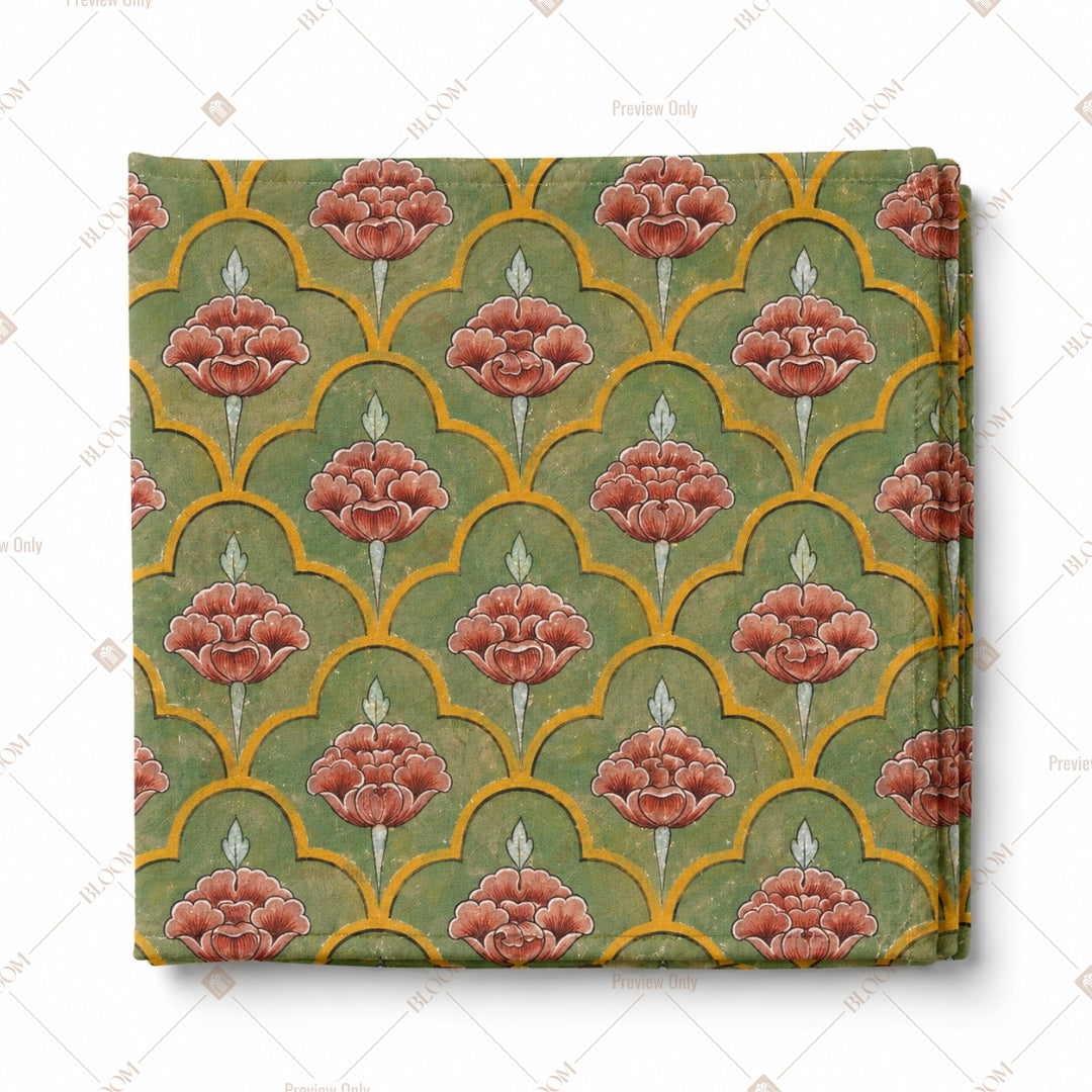 Green Mughal Floral Pattern Design
