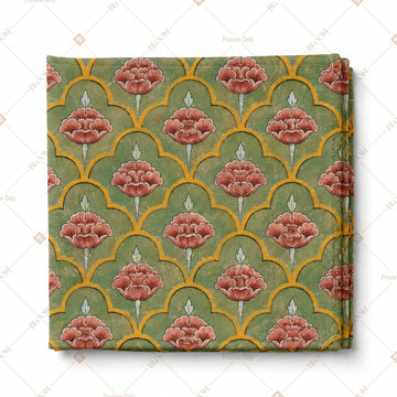 Green Mughal Floral Pattern Design