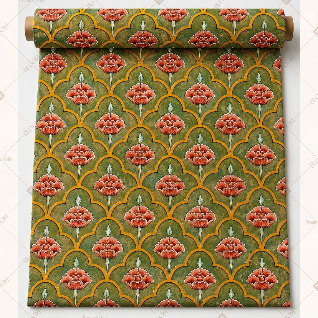 Green Diamond Motif Fabric Roll Pack of 25