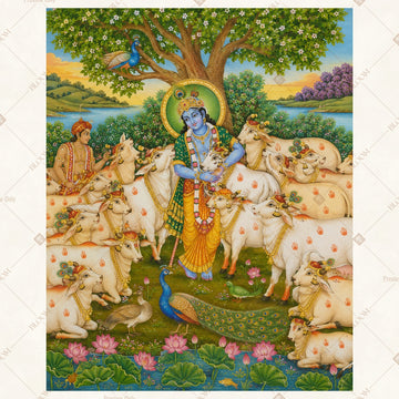 Krishna Lotus Garden Portrait Rectangle Backdrop
