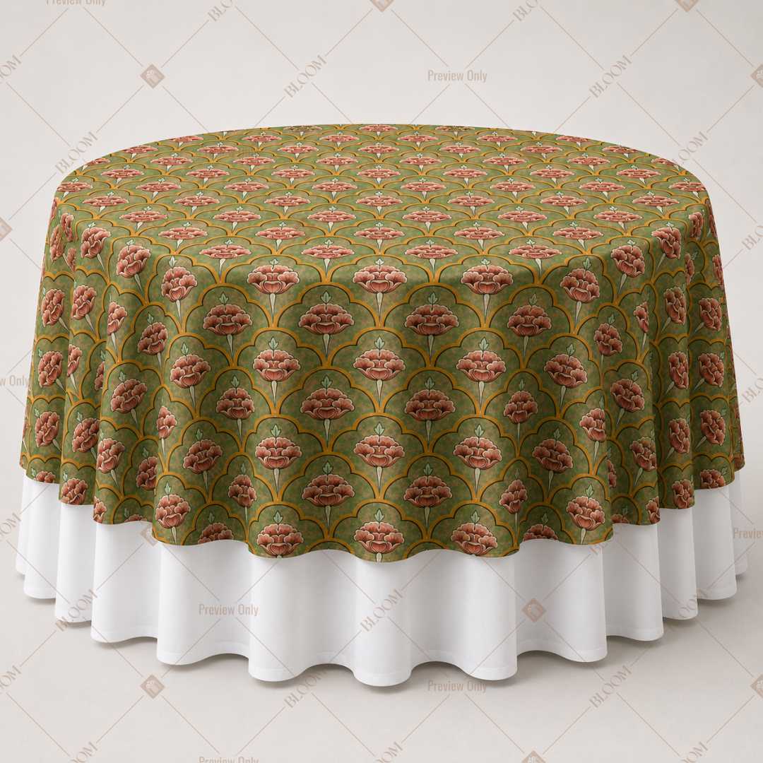 Olive Pink Floral Medallion Table Overlay Pack of 6