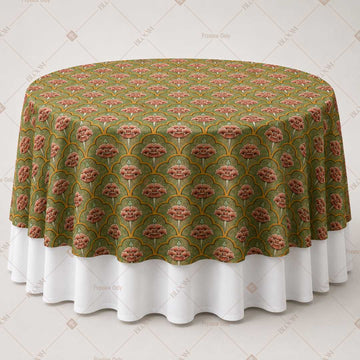 Olive Pink Floral Medallion Table Overlay Pack of 6