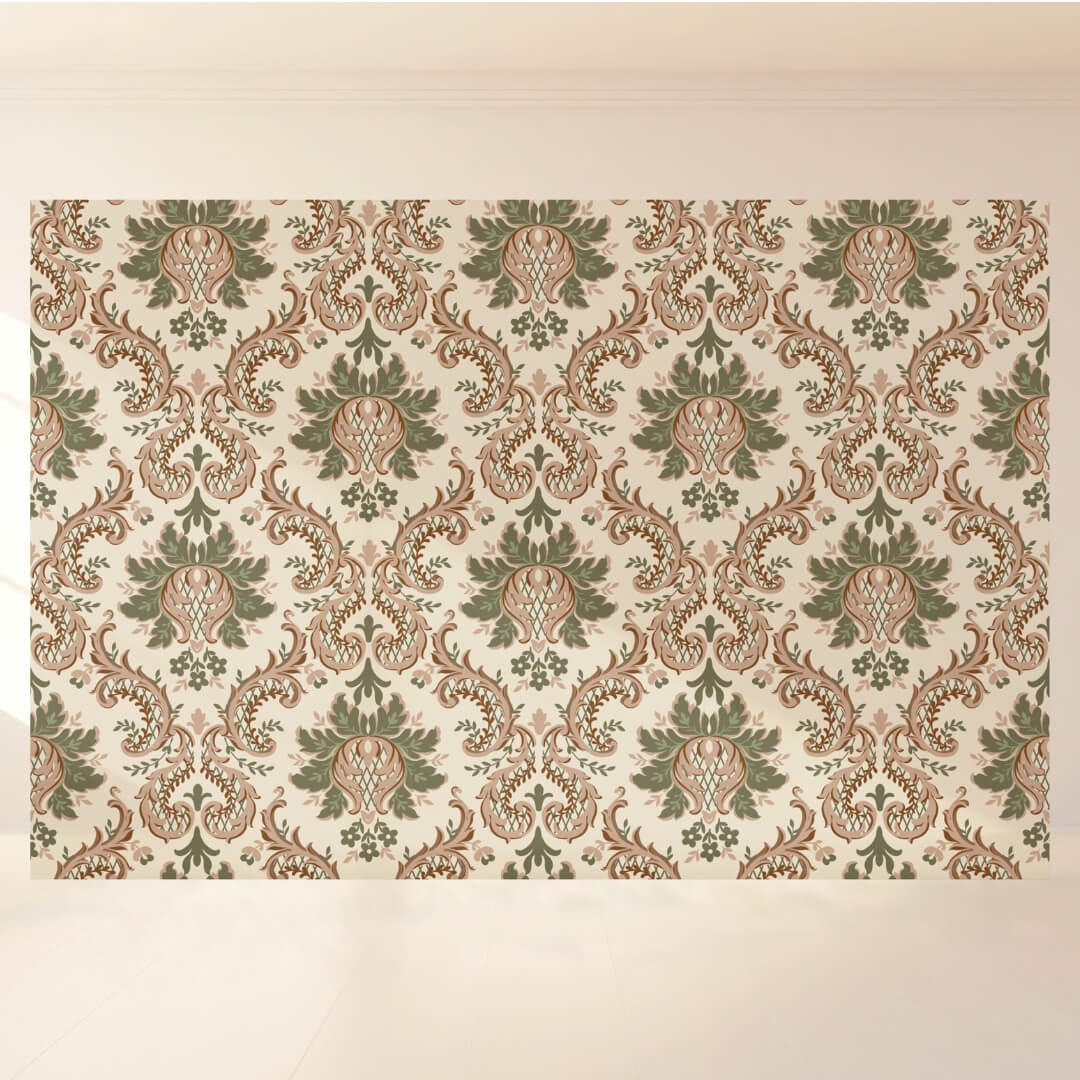 Vintage Green Damask: Backdrop - Landscape