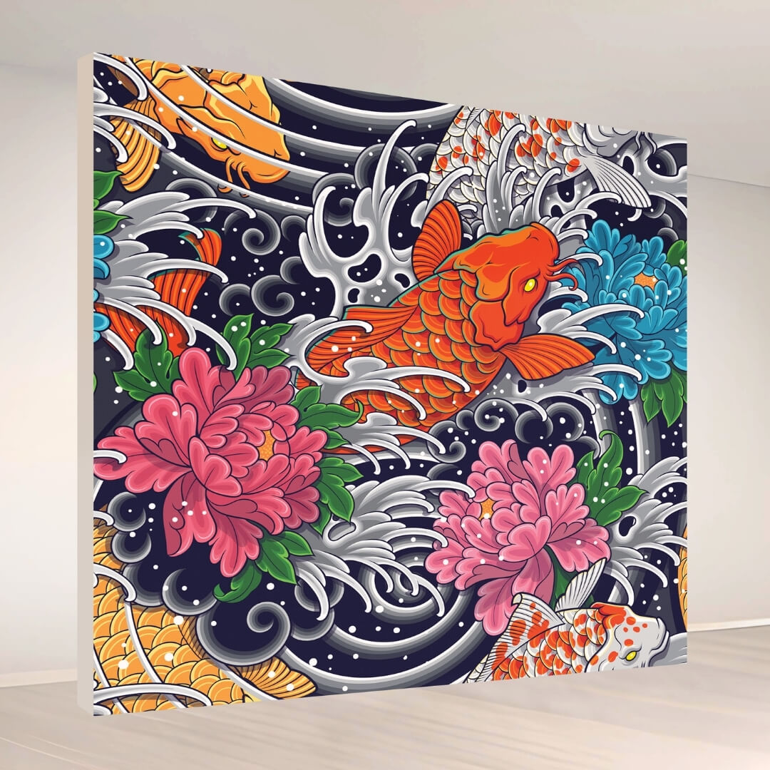 Koi Elegance Waves: Backdrop - square