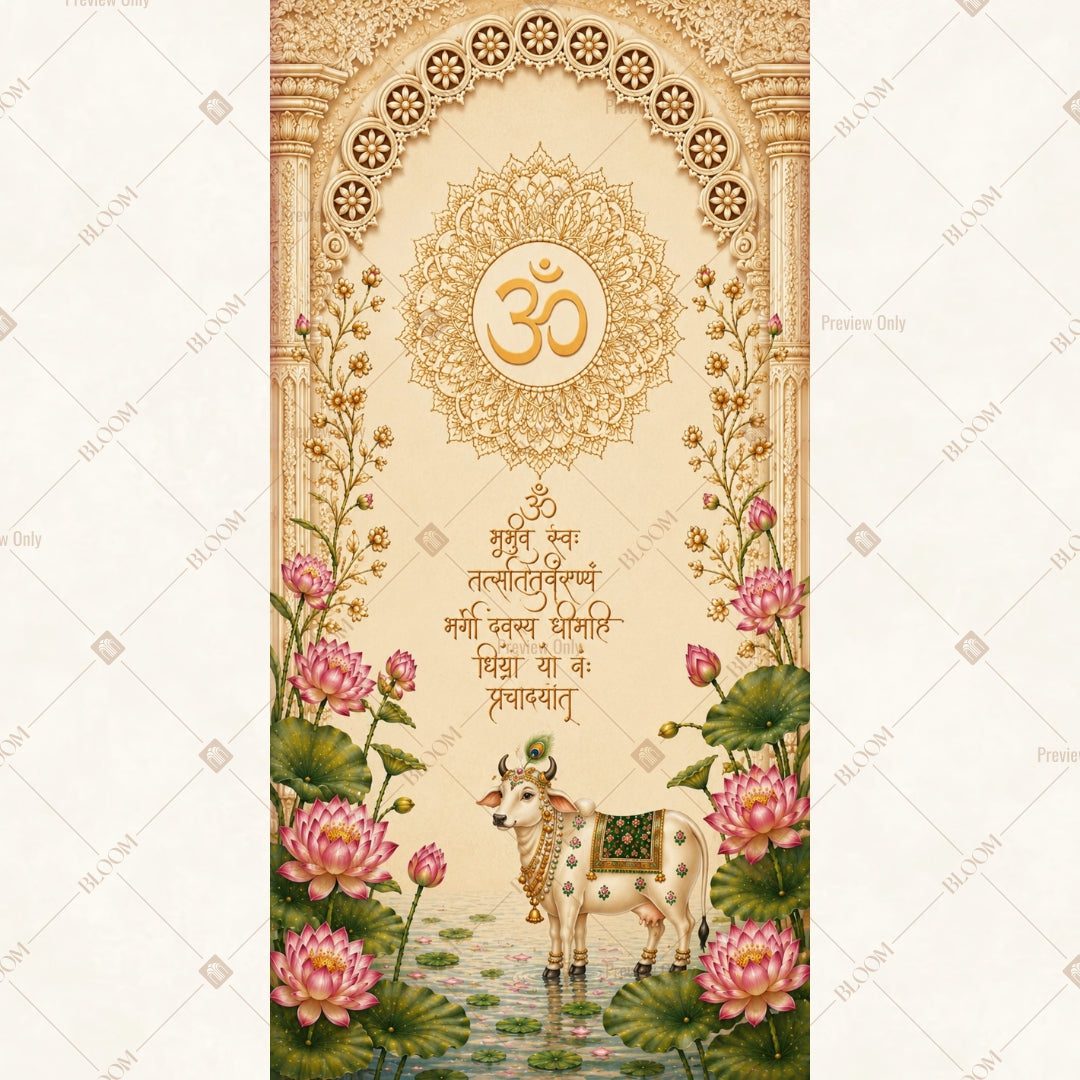 Om Mandala Floral Ceremony Vertical Backdrop
