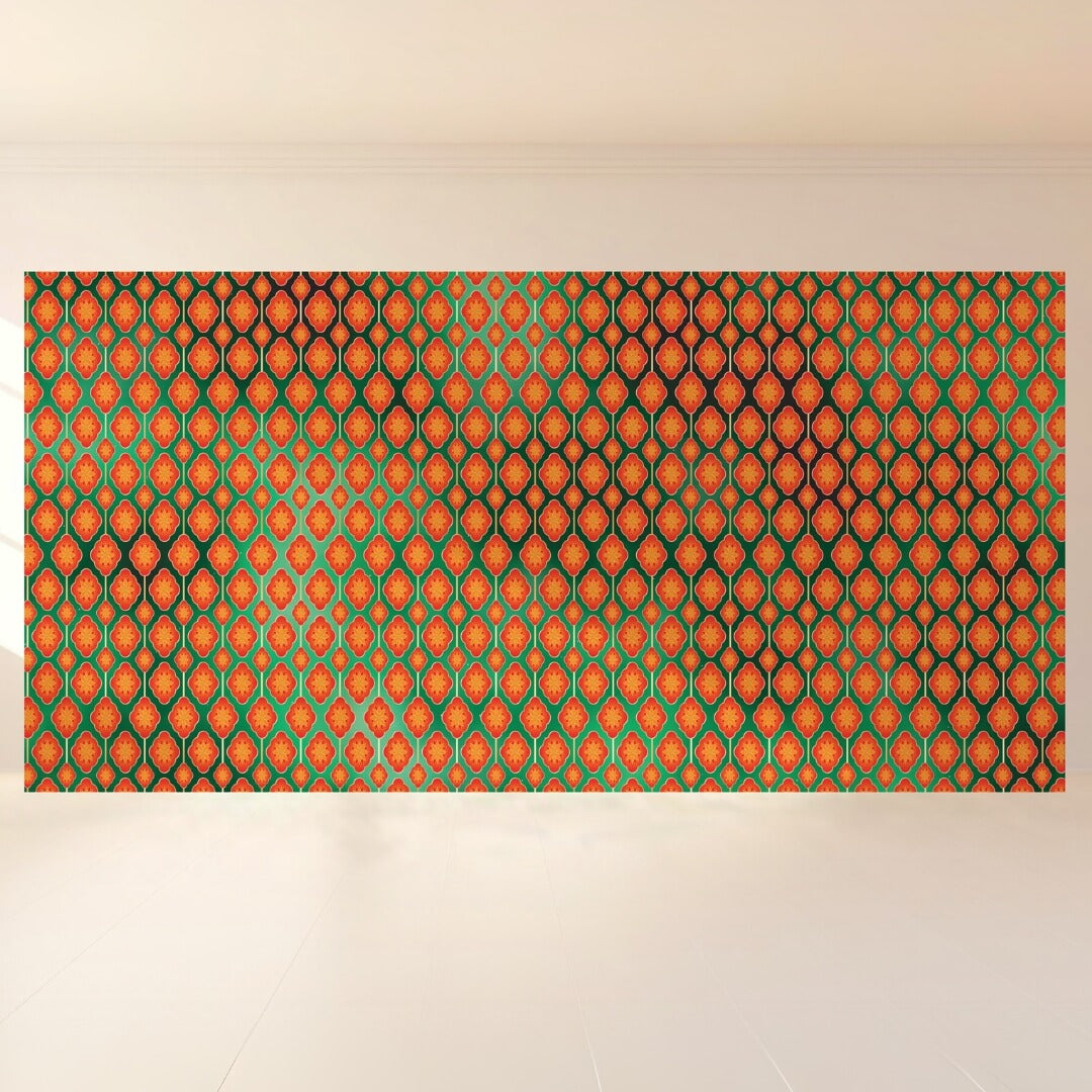 Royal Green Floral Honeycomb: Backdrop - wide