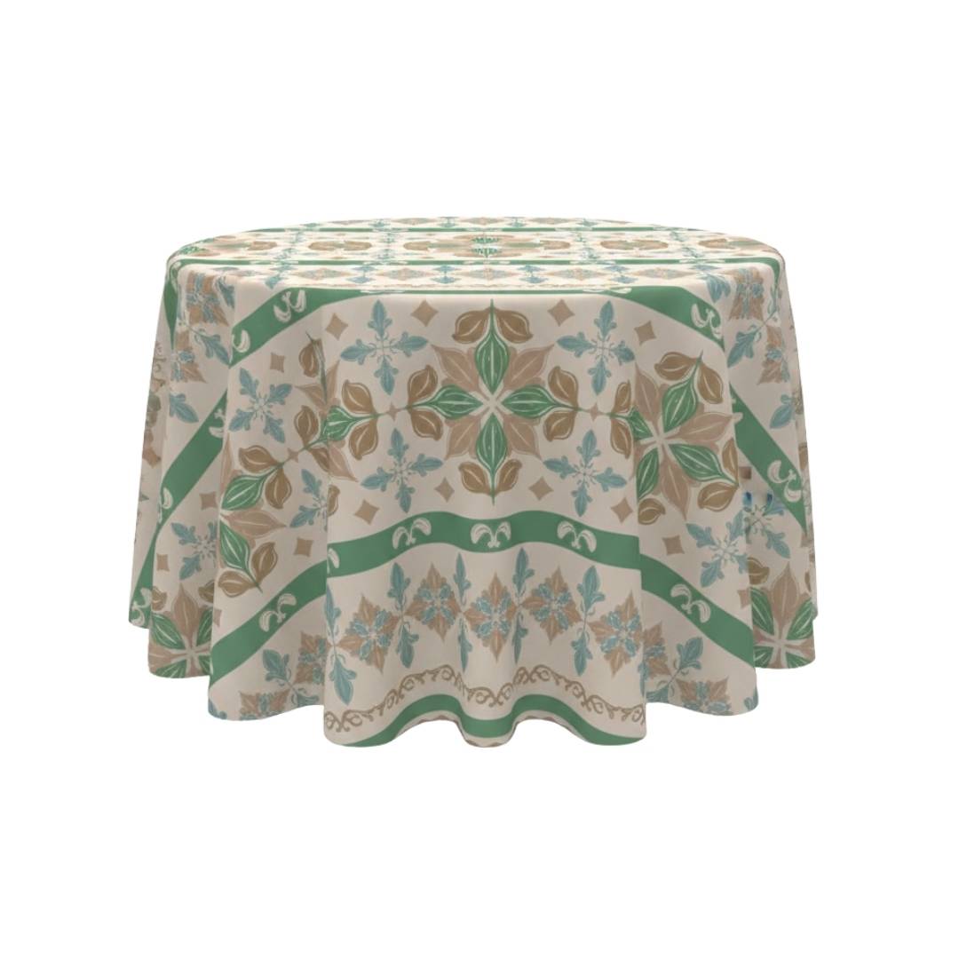 Mint Geo Garden Round Table Cover - Pack Of 6