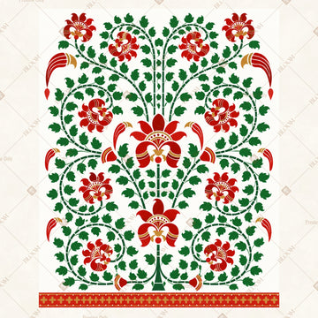 Floral Folk Art Pattern Portrait Rectangle Backdrop