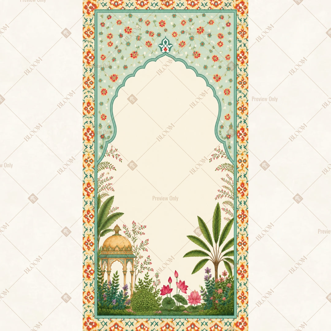 Floral Mughal Arch Wedding Vertical Backdrop