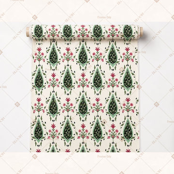 Green Botanical Block Print Fabric Pack of 25
