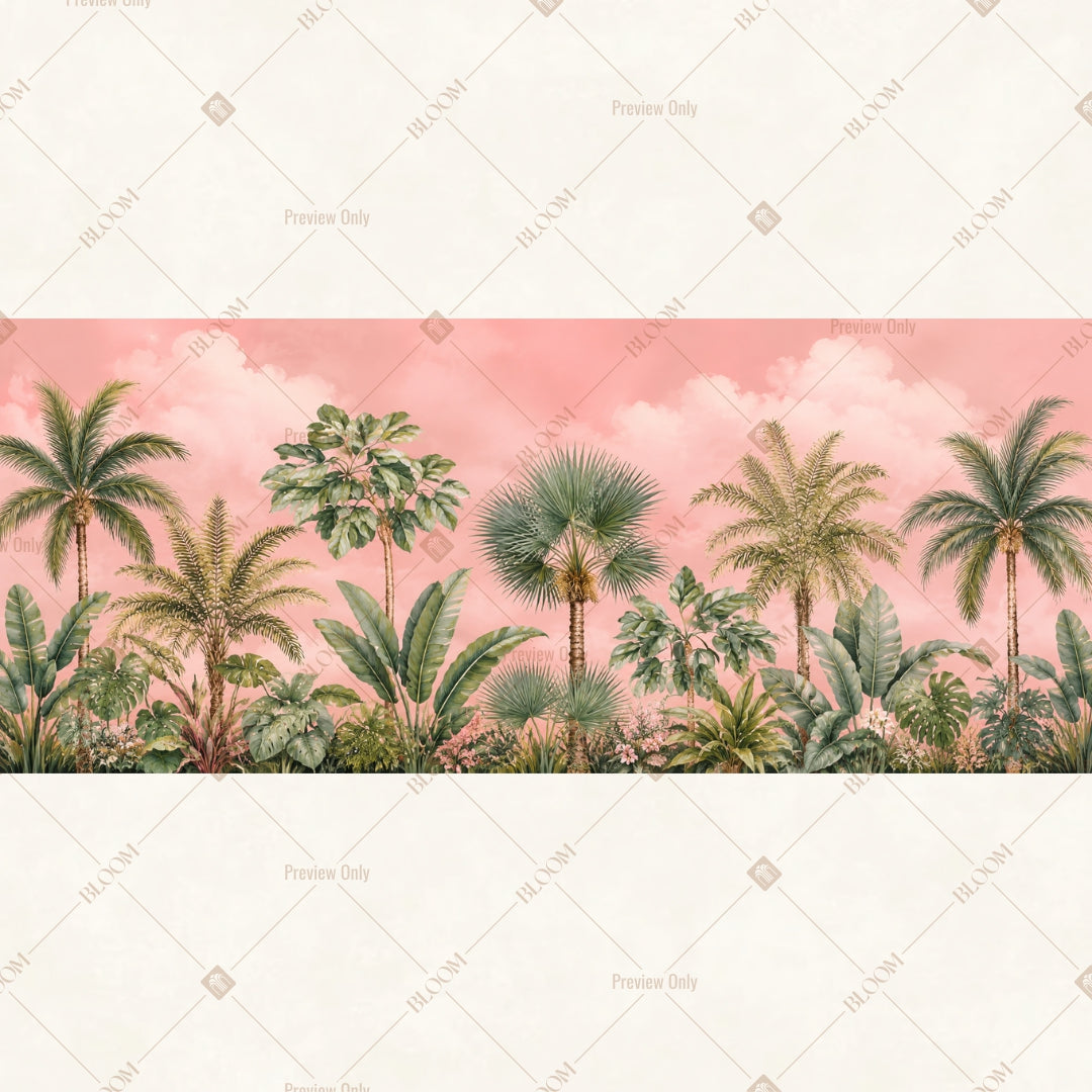 Tropical Palm Border Wide Backdrop