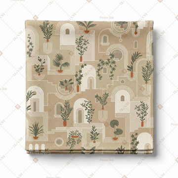 Beige Palace Illustration Pattern Design