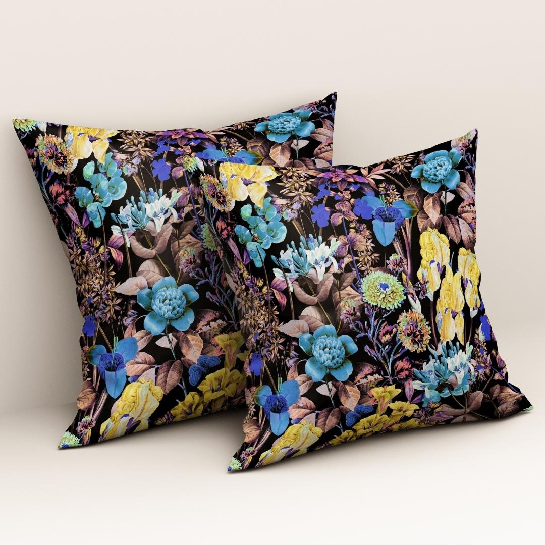 Midnight Bloom Elegance: Cushion Cover - Pack of 12