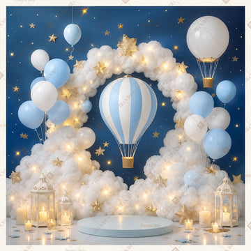 Luxury Blue Balloon Arch Square Backdrop
