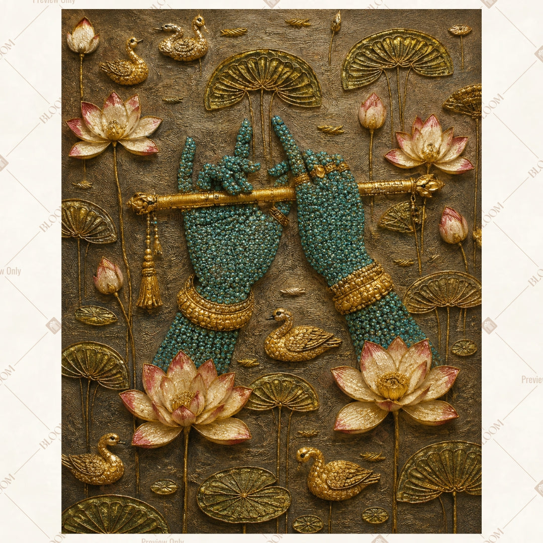 Krishna Lotus Pond Portrait Rectangle Backdrop
