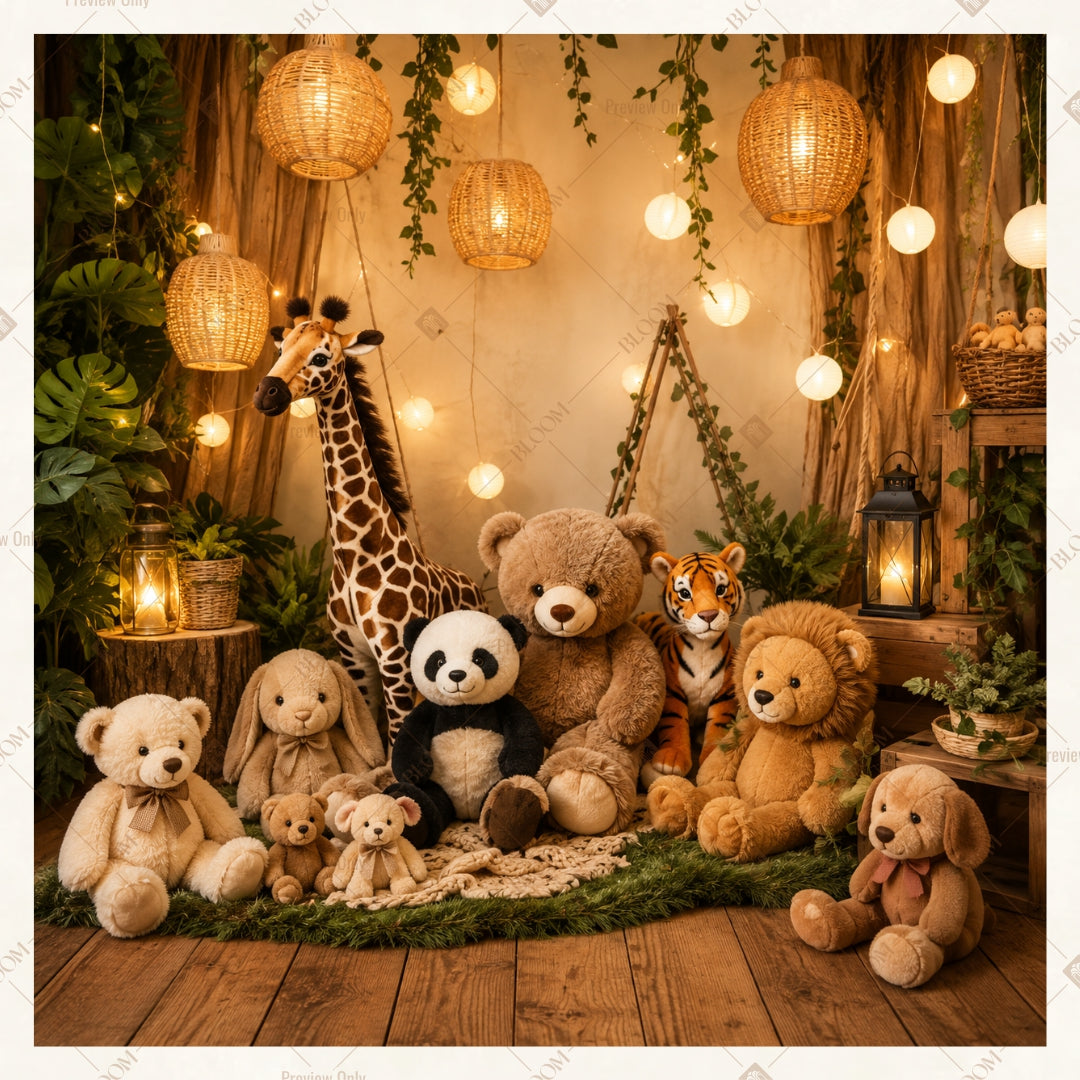 Teddy Bear Birthday Party Square Backdrop