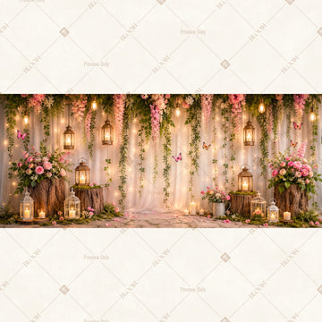 Hanging Wisteria Garden Wide Backdrop