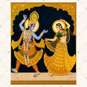 Radha Krishna Folk Art Portrait Rectangle Backdrop