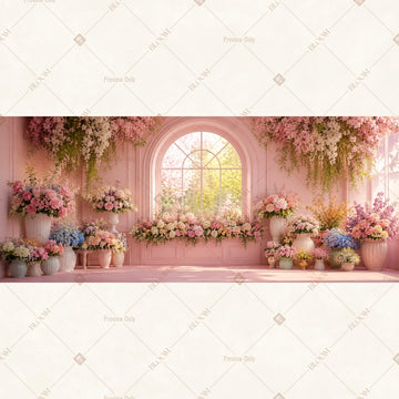 Luxury Pink Palace Garden Wide Backdrop