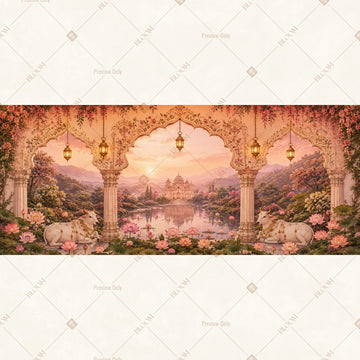 Royal Palace Floral Corridor Wide Backdrop