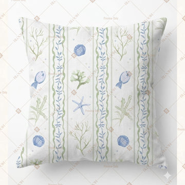 Blue Stripe Botanical Cushion Cover Pack of 12