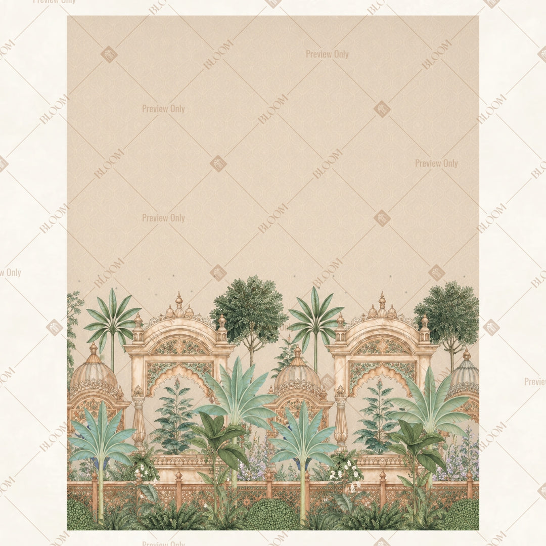 Vintage Mughal Palace Landscape Portrait Rectangle Backdrop