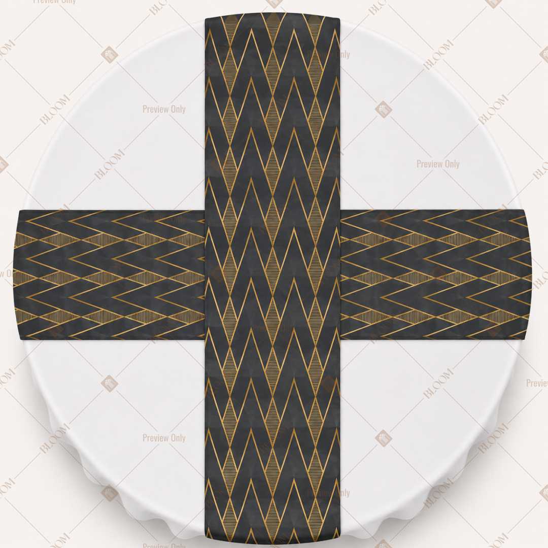 Charcoal Gold Chevron Table Runner Pack Of 12