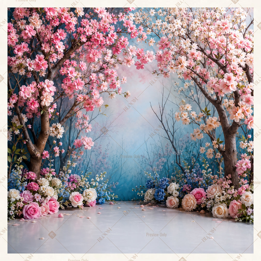 Cherry Blossom Forest Square Backdrop